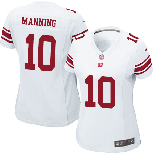 Women's Game Eli Manning Nike Jersey White Road - #10 NFL New York Giants